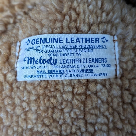 VTG 70s Pioneer Wear Western Cowboy Leather Winter Jacket Shearling Lined - Picture 10 of 12